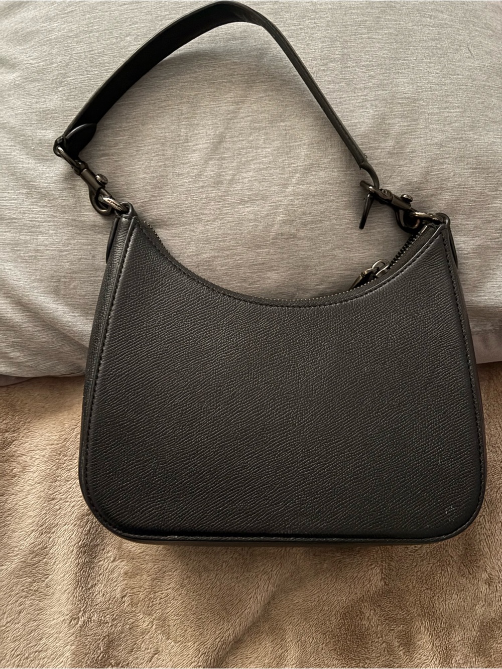 Coach Black Textured Leather Crescent Shoulder Bag - Picture 2 of 5